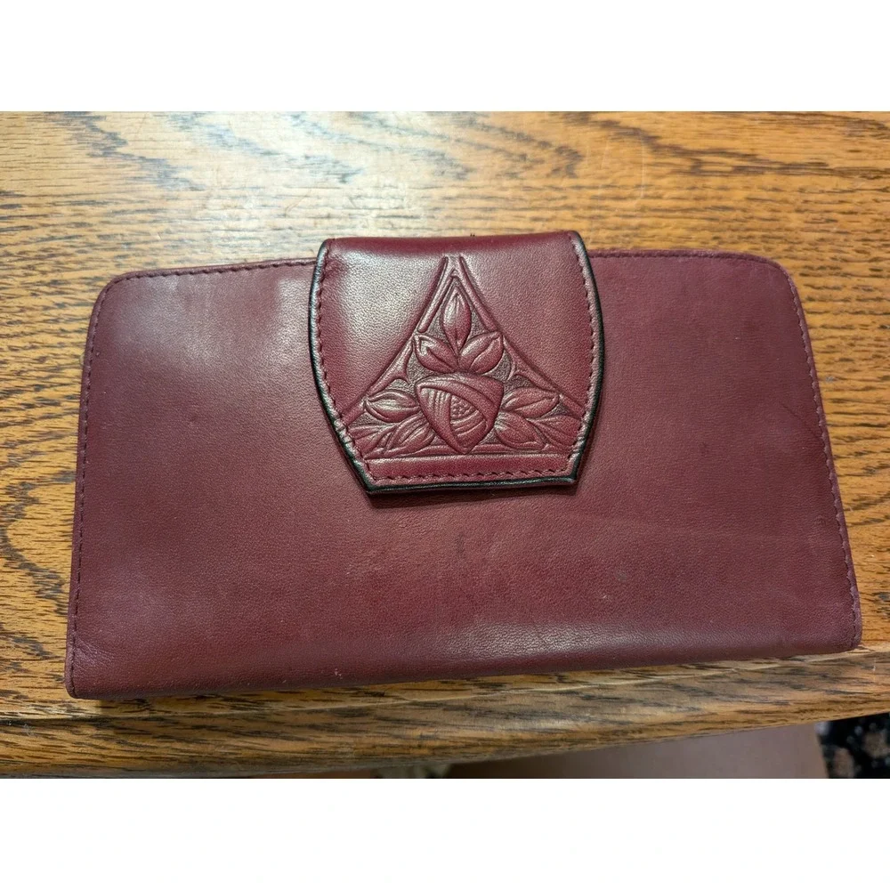 Rolfs Burgundy Genuine Leather Accordion Clutch‎ Wallet Checkbook Holder